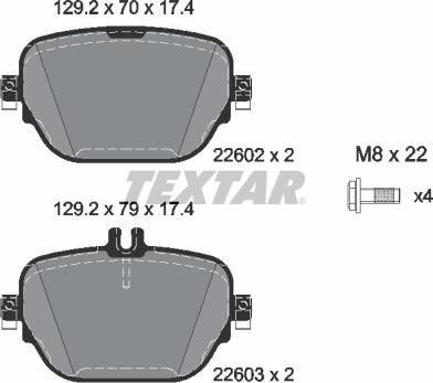 Textar 2260201 - Kit de plaquettes de frein, frein à disque cwaw.fr