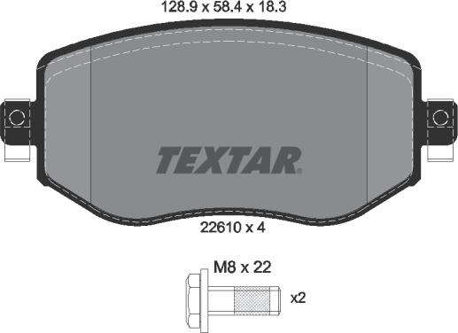 Textar 2261001 - Kit de plaquettes de frein, frein à disque cwaw.fr