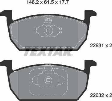 Textar 2263101 - Kit de plaquettes de frein, frein à disque cwaw.fr