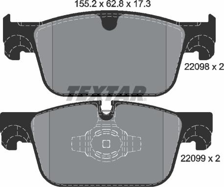 Textar 2209801 - Kit de plaquettes de frein, frein à disque cwaw.fr