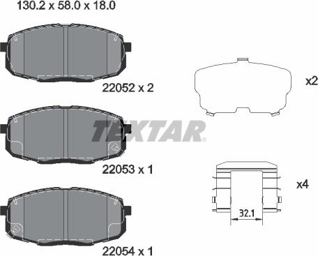 Textar 2205201 - Kit de plaquettes de frein, frein à disque cwaw.fr