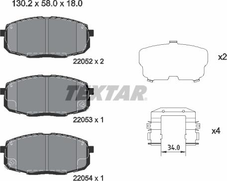 Textar 2205203 - Kit de plaquettes de frein, frein à disque cwaw.fr