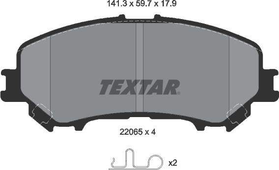 Textar 2206501 - Kit de plaquettes de frein, frein à disque cwaw.fr