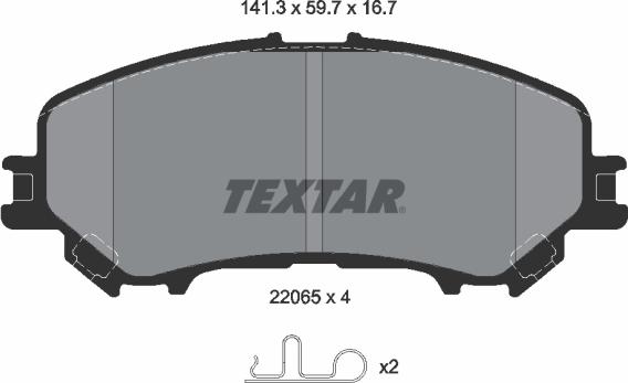 Textar 2206503 - Kit de plaquettes de frein, frein à disque cwaw.fr