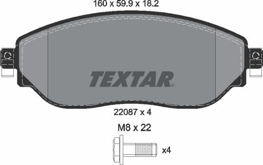 Textar 2208701 - Kit de plaquettes de frein, frein à disque cwaw.fr