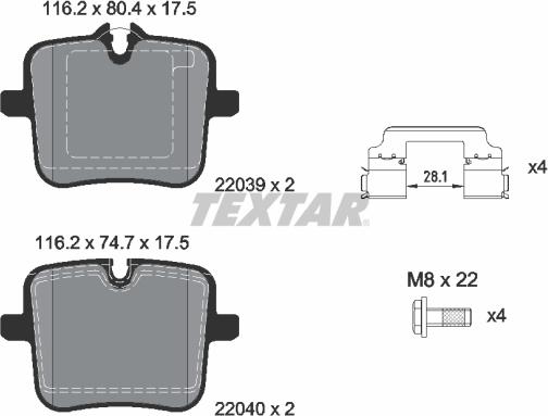 Textar 2203901 - Kit de plaquettes de frein, frein à disque cwaw.fr