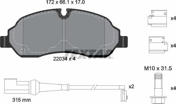 Textar 2203401 - Kit de plaquettes de frein, frein à disque cwaw.fr