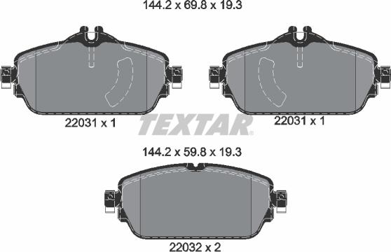 Textar 2203101 - Kit de plaquettes de frein, frein à disque cwaw.fr