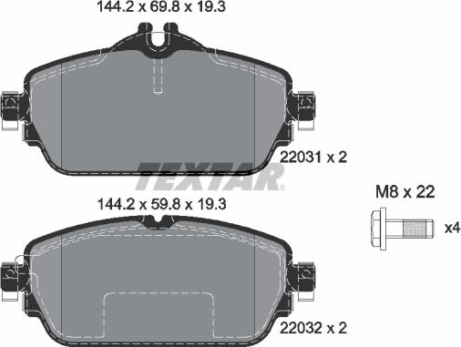 Textar 2203102 - Kit de plaquettes de frein, frein à disque cwaw.fr