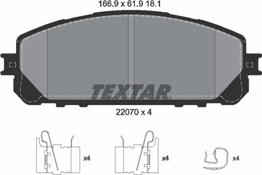 Textar 2207001 - Kit de plaquettes de frein, frein à disque cwaw.fr