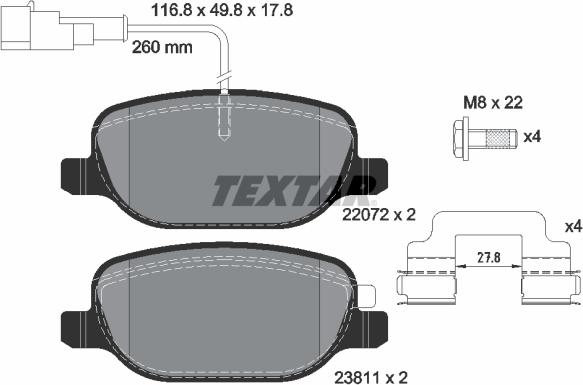 Textar 2207201 - Kit de plaquettes de frein, frein à disque cwaw.fr