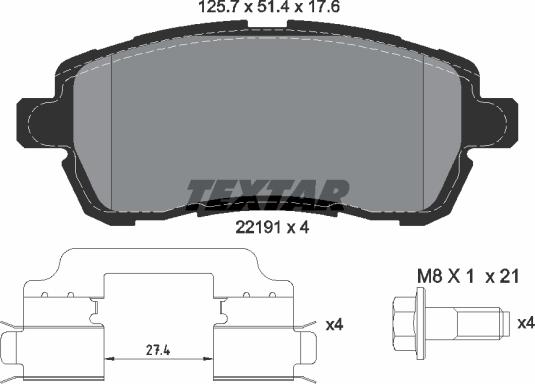 Textar 2219103 - Kit de plaquettes de frein, frein à disque cwaw.fr