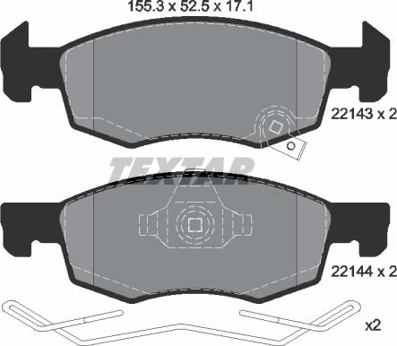 Textar 2214301 - Kit de plaquettes de frein, frein à disque cwaw.fr