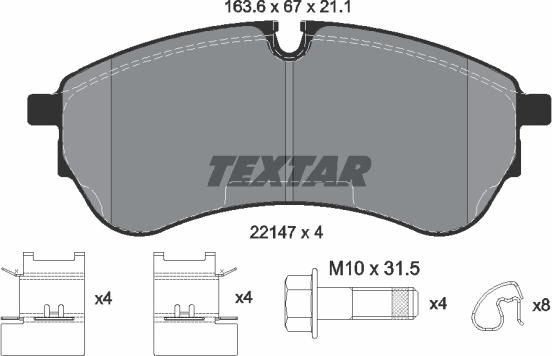 Textar 2214701 - Kit de plaquettes de frein, frein à disque cwaw.fr