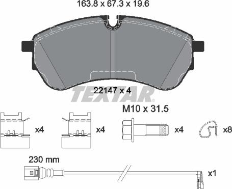 Textar 2214703 - Kit de plaquettes de frein, frein à disque cwaw.fr