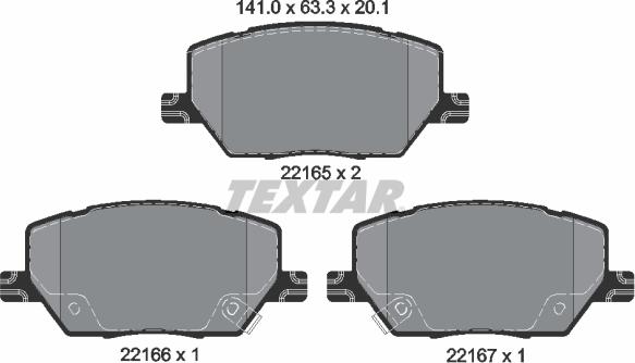 Textar 2216501 - Kit de plaquettes de frein, frein à disque cwaw.fr