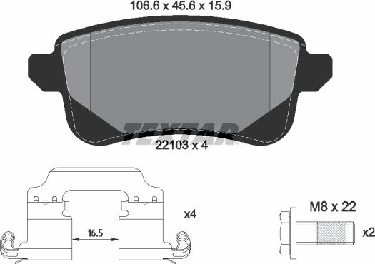 Textar 2210301 - Kit de plaquettes de frein, frein à disque cwaw.fr