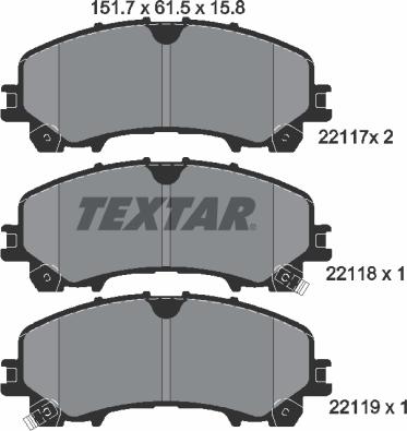 Textar 2211701 - Kit de plaquettes de frein, frein à disque cwaw.fr