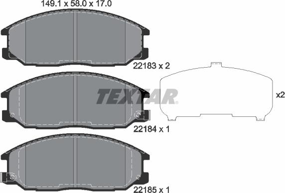 Textar 2218301 - Kit de plaquettes de frein, frein à disque cwaw.fr