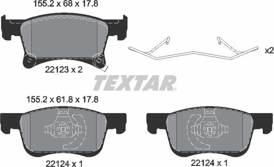 Textar 2212301 - Kit de plaquettes de frein, frein à disque cwaw.fr