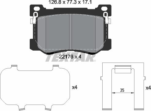 Textar 2217601 - Kit de plaquettes de frein, frein à disque cwaw.fr