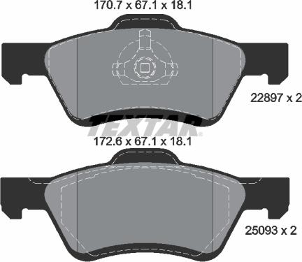 Textar 2289701 - Kit de plaquettes de frein, frein à disque cwaw.fr