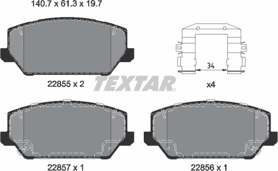 Textar 2285501 - Kit de plaquettes de frein, frein à disque cwaw.fr