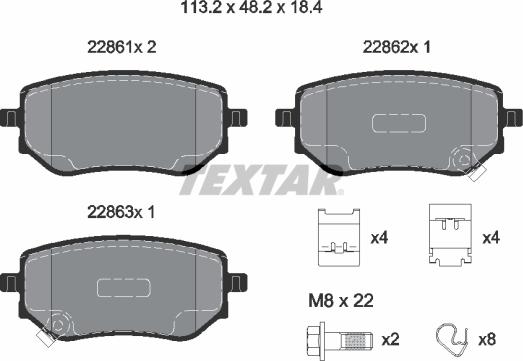 Textar 2286101 - Kit de plaquettes de frein, frein à disque cwaw.fr