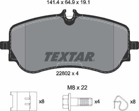 Textar 2280201 - Kit de plaquettes de frein, frein à disque cwaw.fr