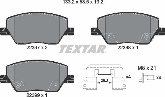 Textar 2239701 - Kit de plaquettes de frein, frein à disque cwaw.fr