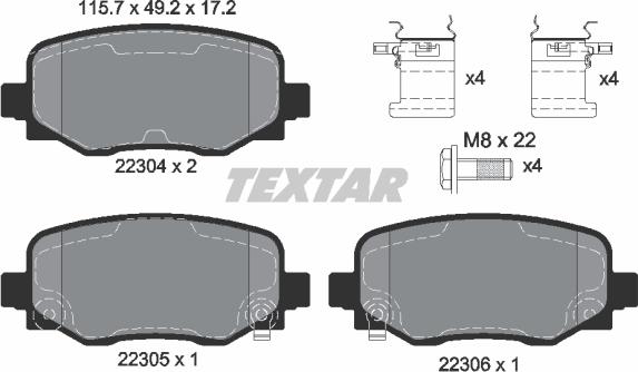 Textar 2230401 - Kit de plaquettes de frein, frein à disque cwaw.fr