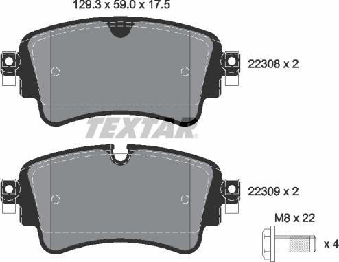 Textar 2230801 - Kit de plaquettes de frein, frein à disque cwaw.fr