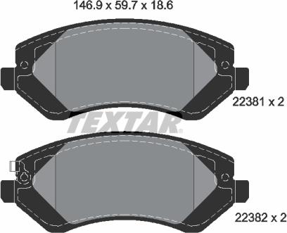 Textar 2238101 - Kit de plaquettes de frein, frein à disque cwaw.fr