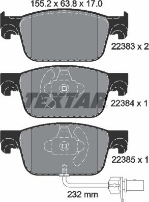 Textar 2238301 - Kit de plaquettes de frein, frein à disque cwaw.fr