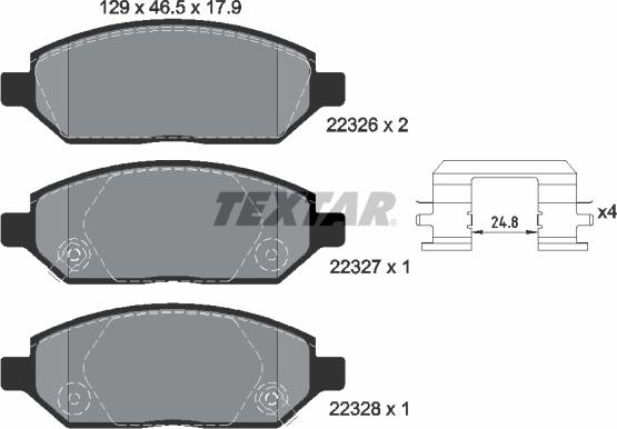 Textar 2232601 - Kit de plaquettes de frein, frein à disque cwaw.fr