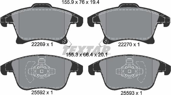 Textar 2226901 - Kit de plaquettes de frein, frein à disque cwaw.fr