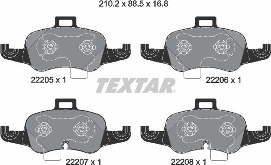 Textar 2220501 - Kit de plaquettes de frein, frein à disque cwaw.fr