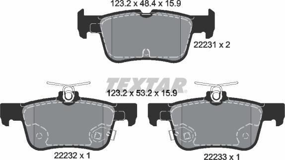 Textar 2223101 - Kit de plaquettes de frein, frein à disque cwaw.fr