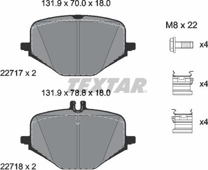 Textar 2271701 - Kit de plaquettes de frein, frein à disque cwaw.fr