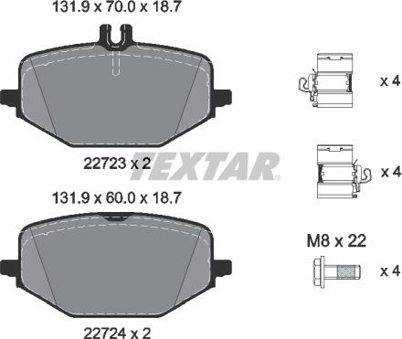 Textar 2272303 - Kit de plaquettes de frein, frein à disque cwaw.fr