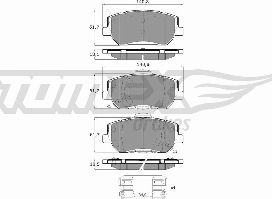 TOMEX brakes TX 60-45 - Kit de plaquettes de frein, frein à disque cwaw.fr