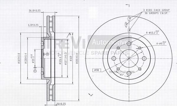 Trevi Automotive BD1099 - Disque de frein cwaw.fr