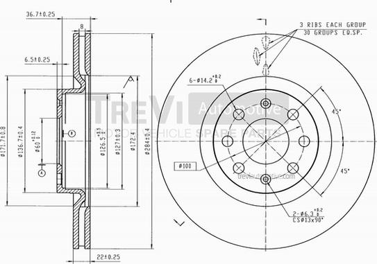 Trevi Automotive BD1095 - Disque de frein cwaw.fr