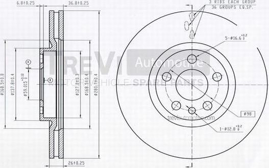 Trevi Automotive BD1098 - Disque de frein cwaw.fr