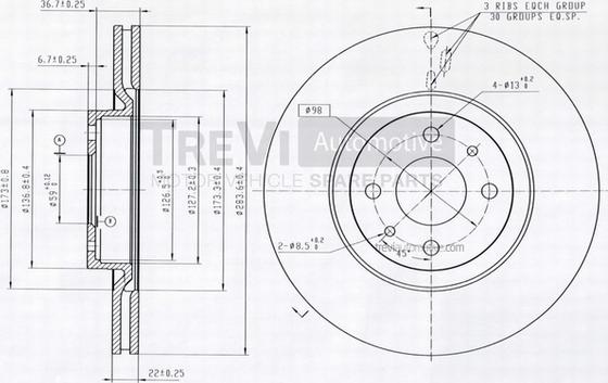 Trevi Automotive BD1093 - Disque de frein cwaw.fr