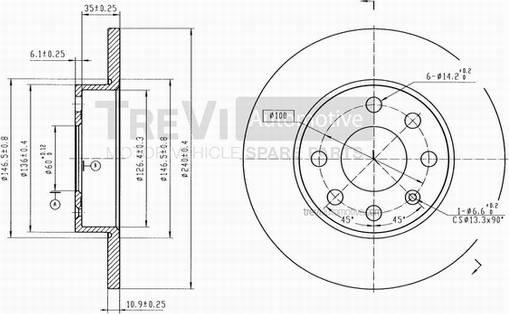 Trevi Automotive BD1045 - Disque de frein cwaw.fr