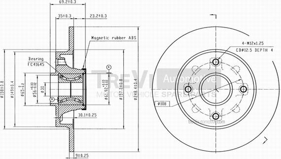 Trevi Automotive BD1058 - Disque de frein cwaw.fr