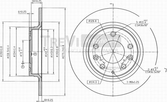 Trevi Automotive BD1069 - Disque de frein cwaw.fr