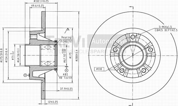 Trevi Automotive BD1060 - Disque de frein cwaw.fr