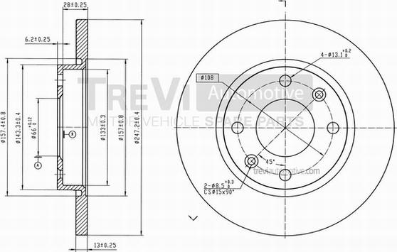 Trevi Automotive BD1062 - Disque de frein cwaw.fr